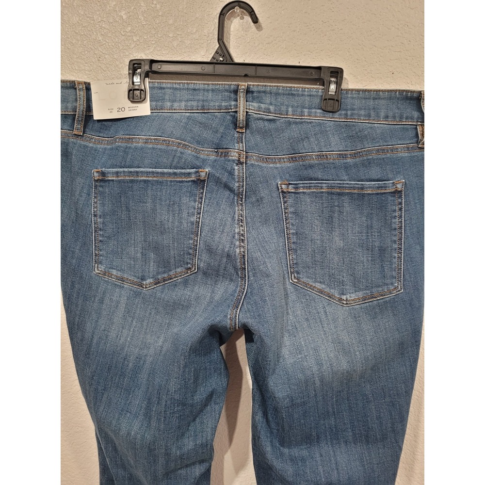 LOFT PLUS Women's Size 20 Blue Modern Skinny Embroidered‎ Cuffed Jeans #12 - Picture 6 of 6